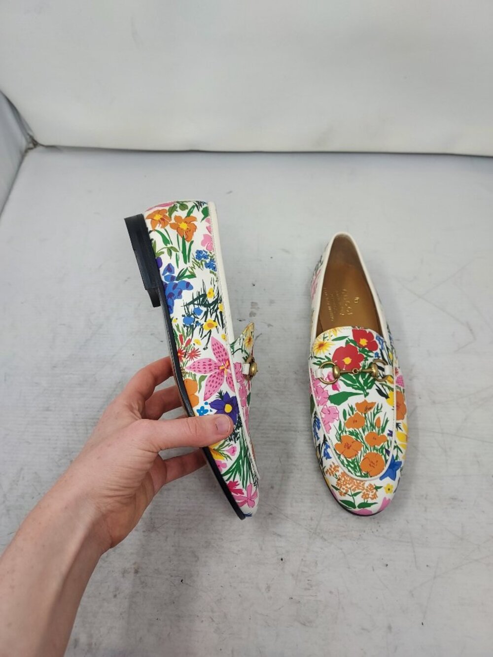 Gucci X KEN SCOTT Jordaan Floral White Horsebit Loafer Shoe - Picture 6 of 11